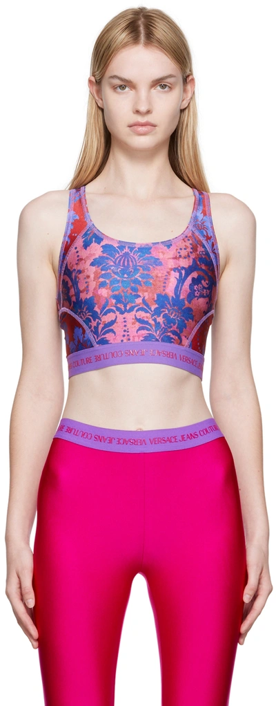 Versace Jeans Couture Pink Floral Tank Top In E416 Rose