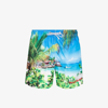 Mc2 Saint Barth Blue Caribbean Island Print Recycled Shell Swim Shorts In Blue