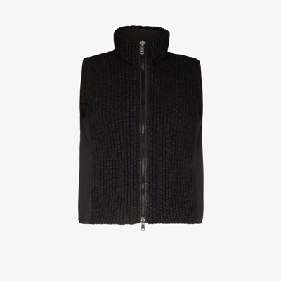 Brunello Cucinelli Knitted Constrasting Sleeves Jacket In Black