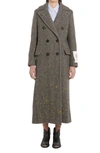 Golden Goose Herringbone Long Coat In Chevron Beige/ Anthracite