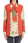 Etro Woman Shirt In Paisley Silk With Lavalliere Collar In Red 600