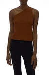 Helmut Lang Mini Spike Asymmetric Knit Tank In Pecan