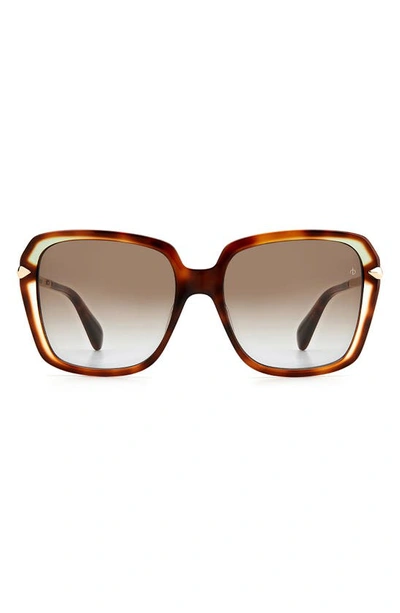 Rag & Bone 57mm Square Sunglasses In Havana / Brown Gradient