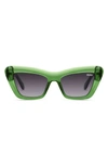 Quay On The Radio 50mm Cat Eye Sunglasses In Green / Smoke