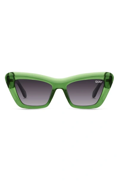Quay On The Radio 50mm Cat Eye Sunglasses In Green / Smoke