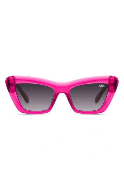 Quay On The Radio 50mm Cat Eye Sunglasses In Pink / Smoke