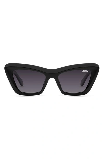 Quay On The Radio 50mm Polarized Cat Eye Sunglasses In Black / Smoke