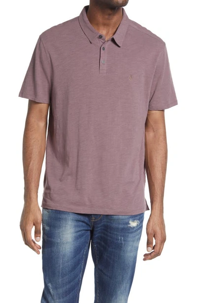 John Varvatos Victor Solid Slub Cotton Polo In Purple Haze