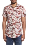 Rodd & Gunn Sabre Peak Print Short Sleeve Cotton Button-up Shirt In Campari