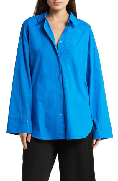 By Malene Birger Derris Oversized Organic Cotton-poplin Shirt In Arctic Blue