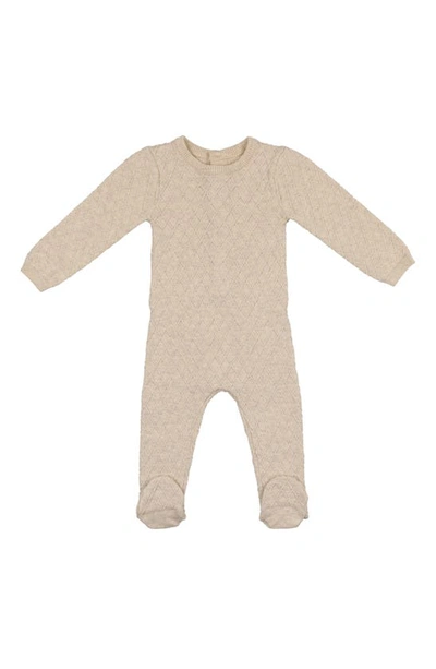 Maniere Babies' Argyle Fine Knit Cotton Footie In Sand