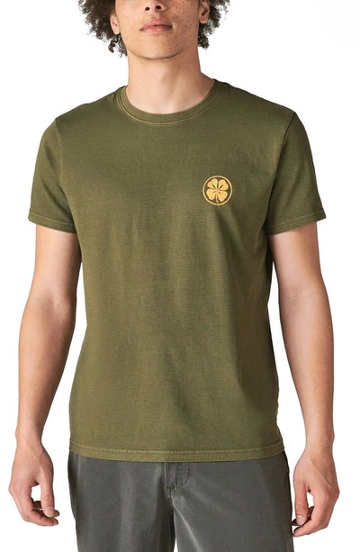 Lucky Brand Peace Of Mind Graphic Tee In Dark Olive