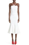 Victoria Beckham Scalloped-strap Flare Midi Dress In White