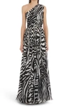 Dolce & Gabbana One-shoulder Zebra Print Silk Chiffon Gown In S9000 Variante Abbinata