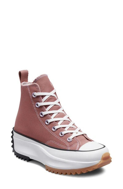 Converse Women's Run Star Hike Platform High Top Trainer Boots From Finish Line In Rhubarb Pie/white/black 
