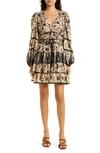 Ulla Johnson Nina Tiered Ruffle Long Sleeve Minidress In Plumeria