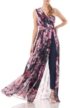 KAY UNGER LAYLA FLORAL WRAP MAXI ROMPER