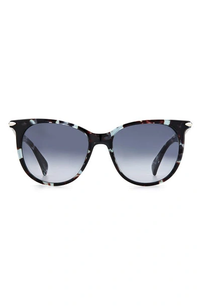 Rag & Bone 53mm Gradient Cat Eye Sunglasses In Blue Havana / Grey Shaded