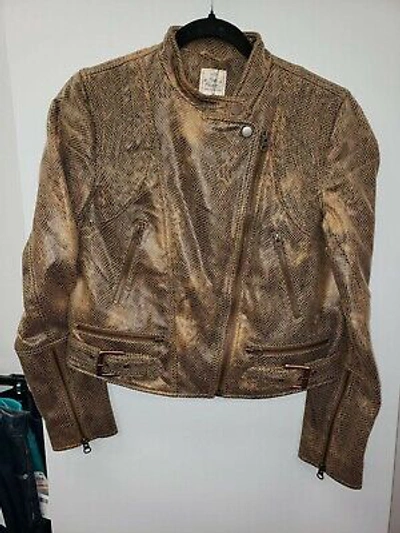 Pre-owned Free People Jacke Damen M Vegan-leather Moto Geprägt