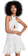 Endless Rose Halter Neck Lace Trim Dress In White