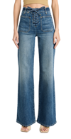Nili Lotan Noeme Lace-up Stretch Wide-leg Jeans In Classic Wash
