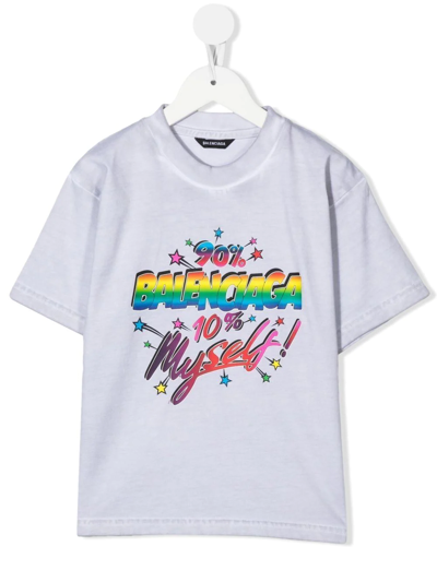 Balenciaga Kids' Grey Rainbow Logo T-shirt | ModeSens