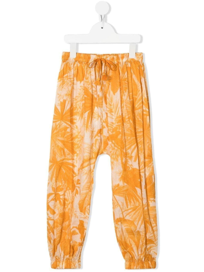 Zimmermann Kids' Mae Drawstring-waistband Trousers In Yellow