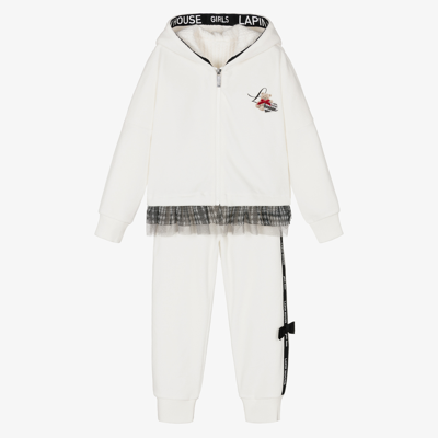 Lapin House Babies' Tulle-trim Logo-tape Tracksuit In Ivory