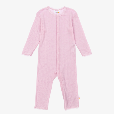 Joha Babies' Girls Pink Wool & Silk Thermal Romper