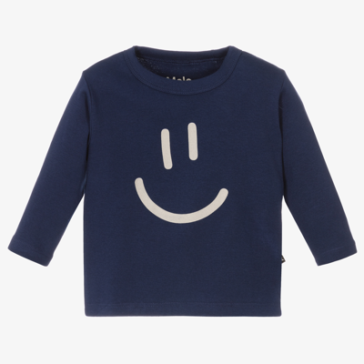 Molo Babies' Blue Cotton Smiley Top