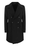 Tagliatore Double-breasted Wool Coat In Black