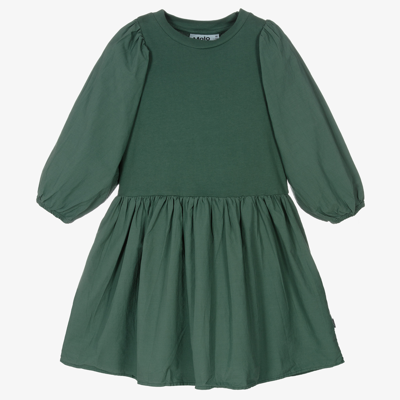 Molo Kids' Girls Green Cotton Dress