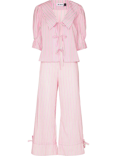 Rixo London Stripe-print Pyjama Set In Pink