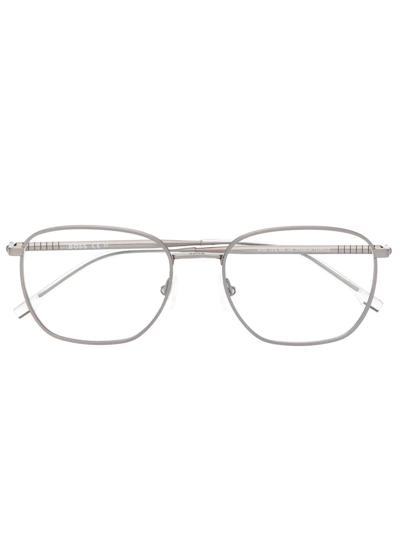 Hugo Boss Metallic-frame Design Glasses In Grey