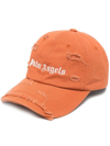 Palm Angels Distressed Logo-embroidered Cap In Pastel Red