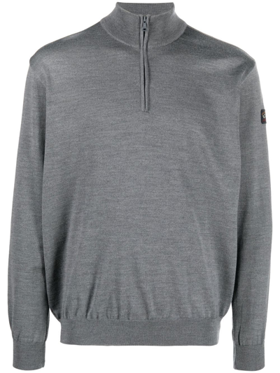 Paul & Shark Shetland Eco-wool Half-zip Jumper In Grey