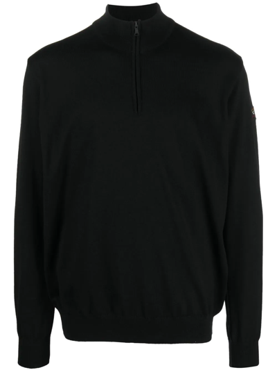 Paul & Shark Zip Collar Wool Sweater In Azul Oscuro