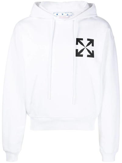 Off-white Arrows Motif Organic-cotton Hoodie In White