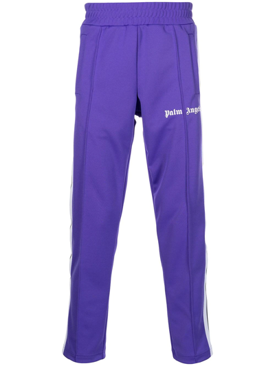 Palm Angels Logo Print Tech Jersey Track Pants In Purple