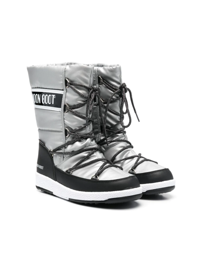 Moon Boot Kids' Protecht Quilted Snow Boots In Silver