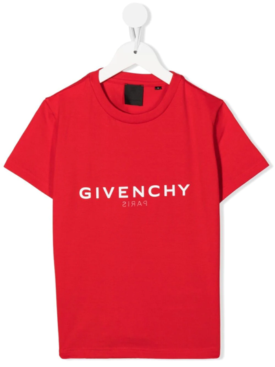 Givenchy Kids' Logo-print Crew-neck T-shirt In Red