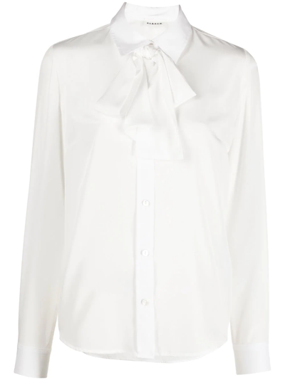 P.a.r.o.s.h Pussy-bow Long-sleeve Shirt In White