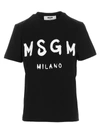 Msgm Black Printed T-shirt In Black