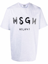 Msgm Logo Print Cotton  T-shirt In Grigio