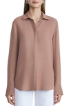 Lafayette 148 Scottie Silk Blouse In Mocha