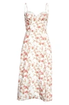 House Of Cb Corset Crepe Midi Sundress In Rose Print Plus Cup