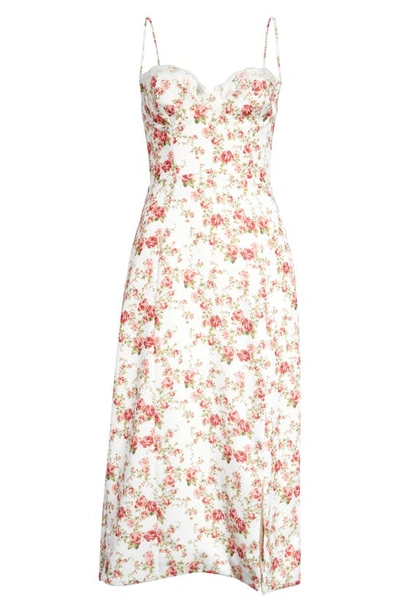 House Of Cb Corset Crepe Midi Sundress In Rose Print Plus Cup