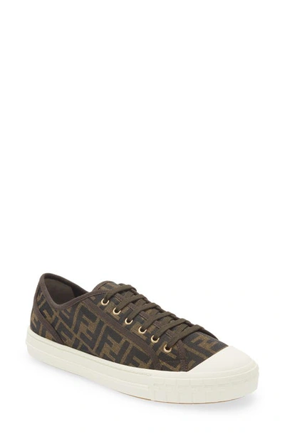 Fendi Domino Low-top Sneakers In Brown