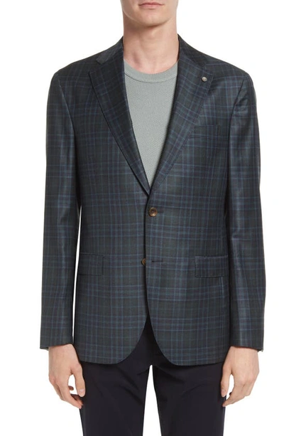 Ted Baker Midland Unconstructed Plaid Wool Sport Coat In Green