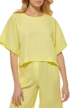 Dkny Drop Shoulder Boxy Linen Top In Limoncello